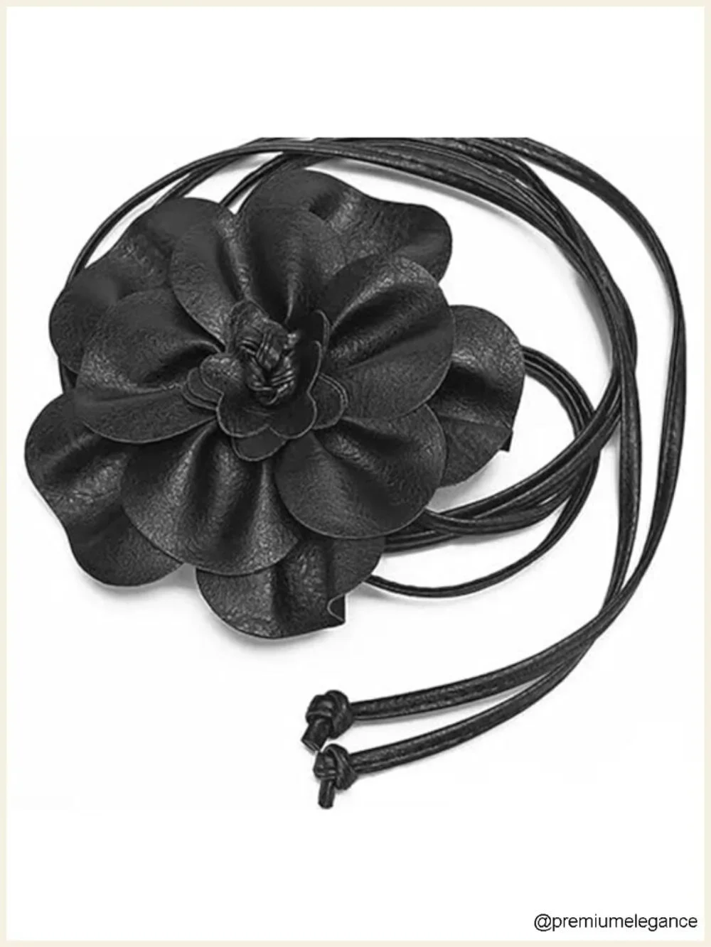 PU Leather Floral Waist Tie Belt Cinch Belt for Dresses